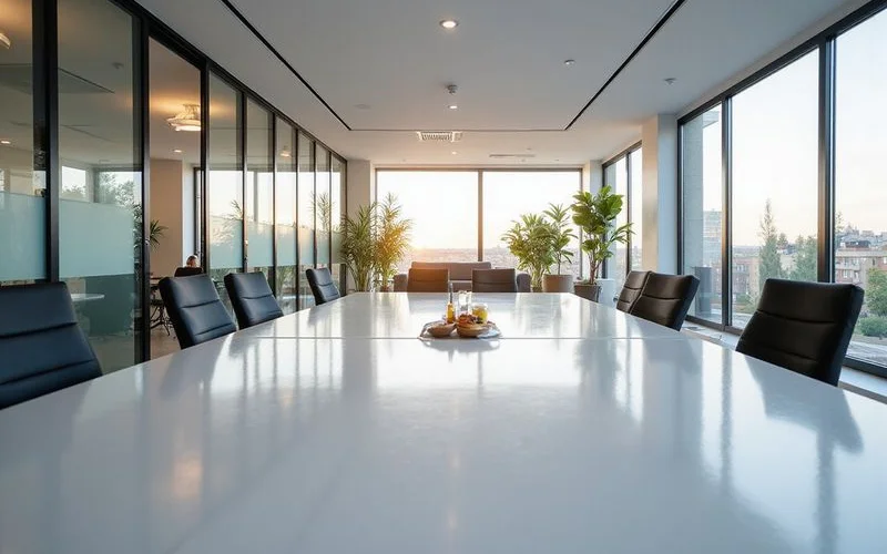 Bureaux propres et organisés après intervention de nettoyage professionnel écologique