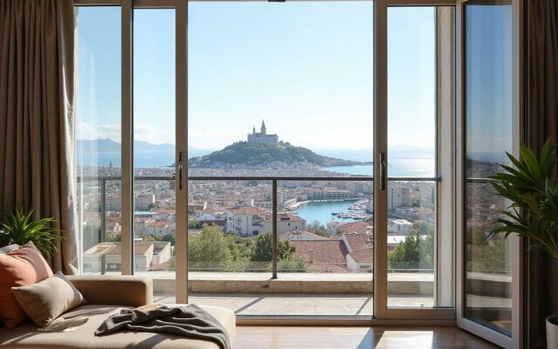 Résultat éclatant après nettoyage professionnel de vitres avec vue panoramique